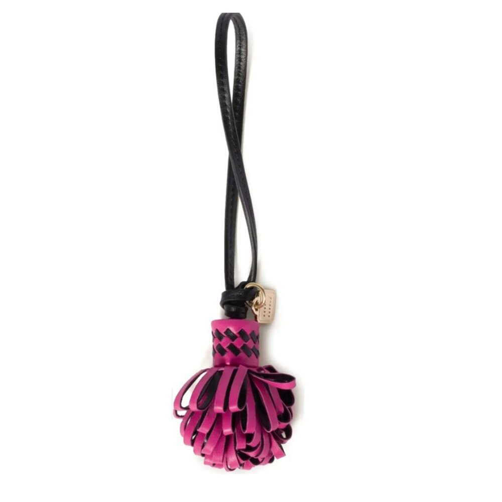 Miu‎ Miu Bag Charm Leather Key Chain Trick in fuschia, black, NEW